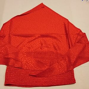 Sweet Generis Women's Red Sleeveless Satin Bandana Blouse Leopard Print Sz L NWT